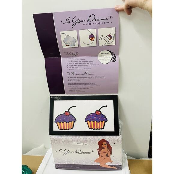 Cupcake Cherry Mardi Gras Nipple Pasties Sexy Cover Breast Glitter Reusable-40 - Picture 5 of 7